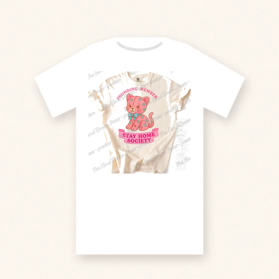 Stay Home Society Kitten design on a unisex t-shirt