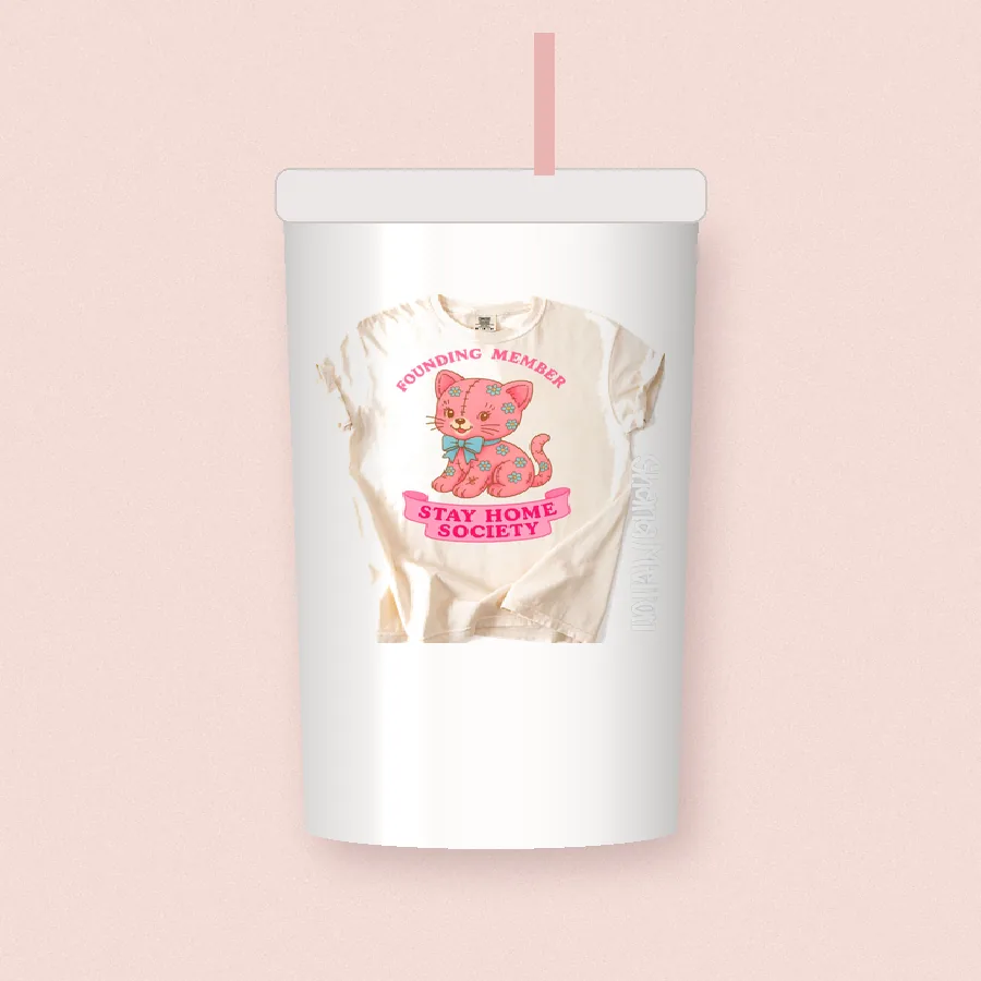 Stay Home Society Kitten design on a 20 oz tumbler