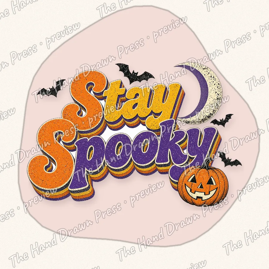 Stay Spooky Retro hand drawn PNG design