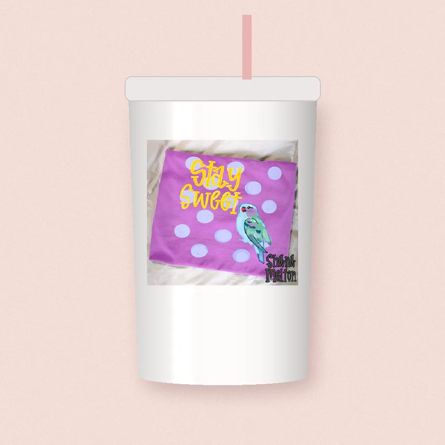 Stay Sweet Parrot sublimation design on a skinny tumbler