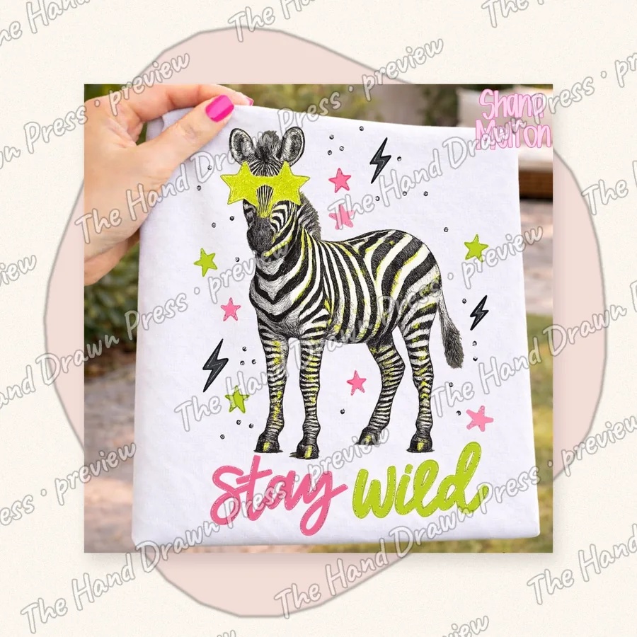 Stay Wild Zebra PNG design for shirts