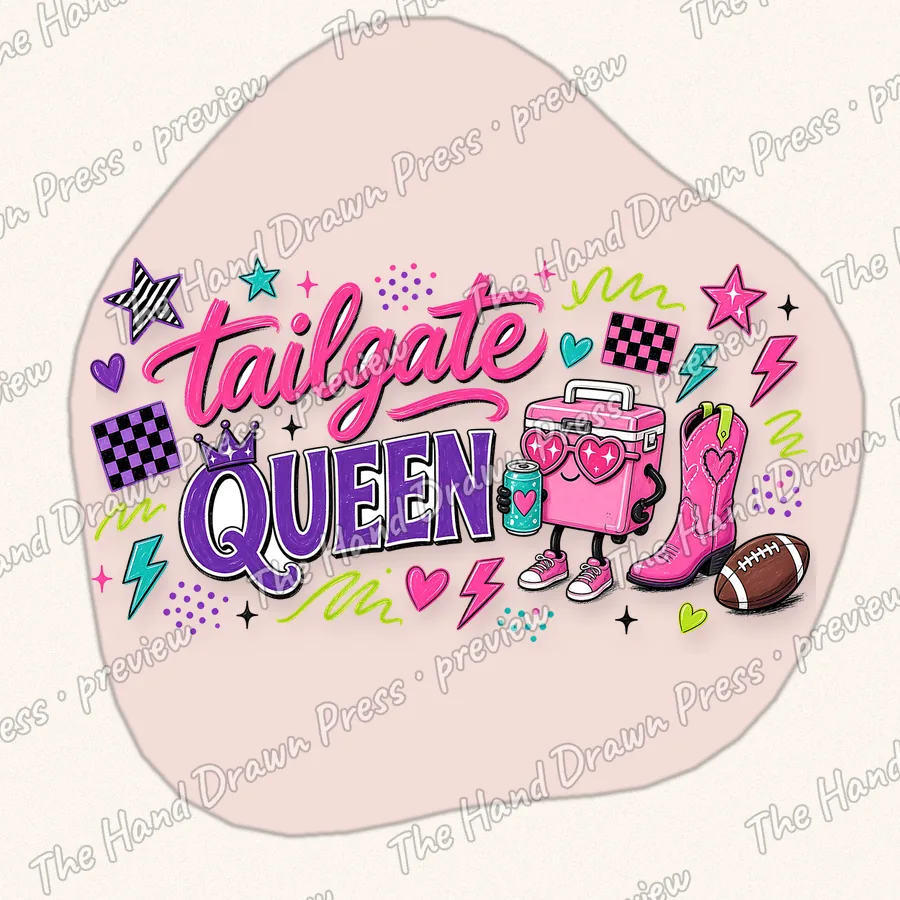 Tailgate Queen hand drawn PNG design