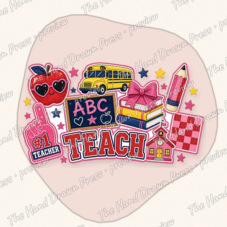 Teach Collage hand drawn PNG design