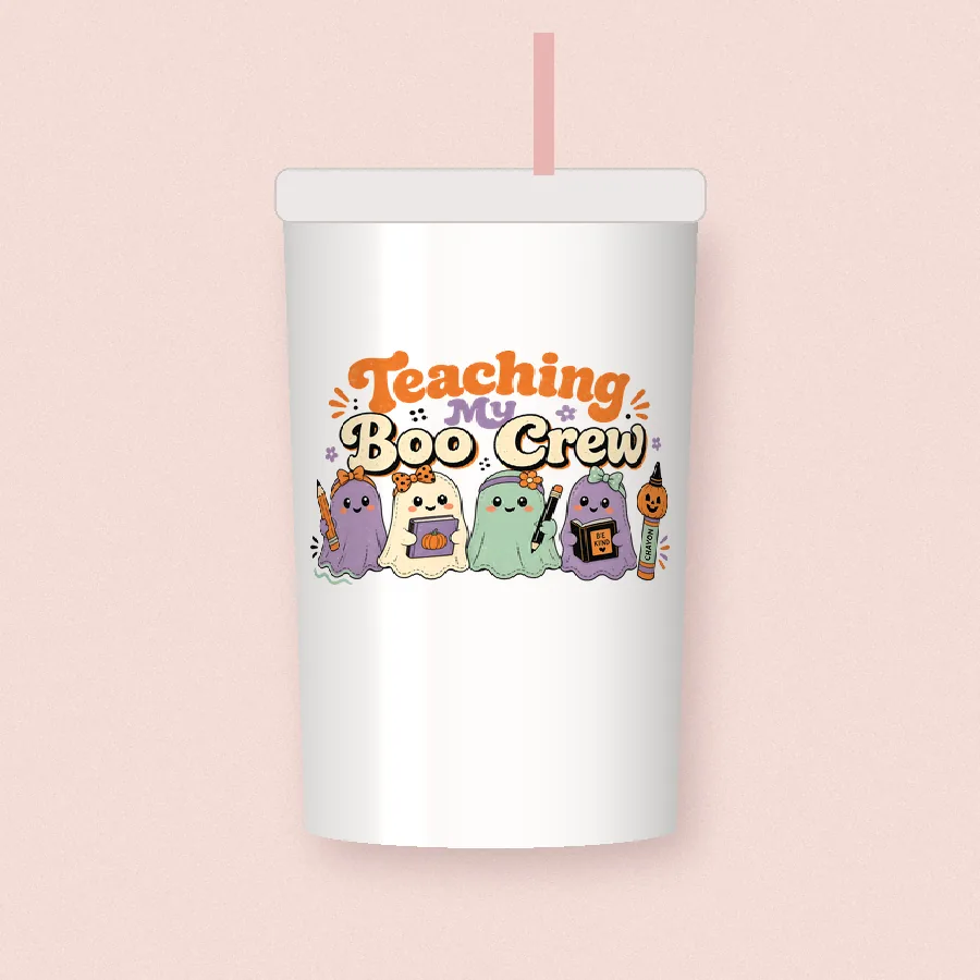 Teaching My Boo Crew sublimation design on a skinny tumbler