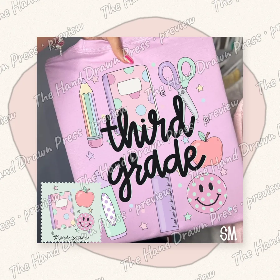 Third Grade Teacher Doodles hand drawn PNG design