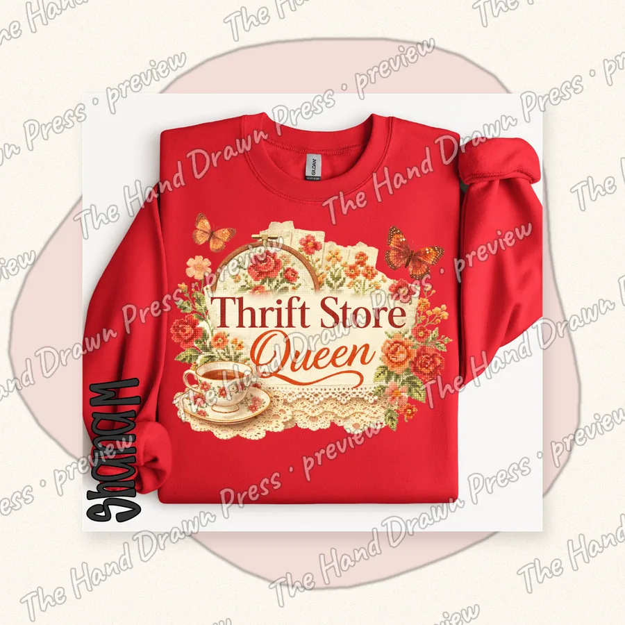 Thrift Store Queen hand drawn PNG design