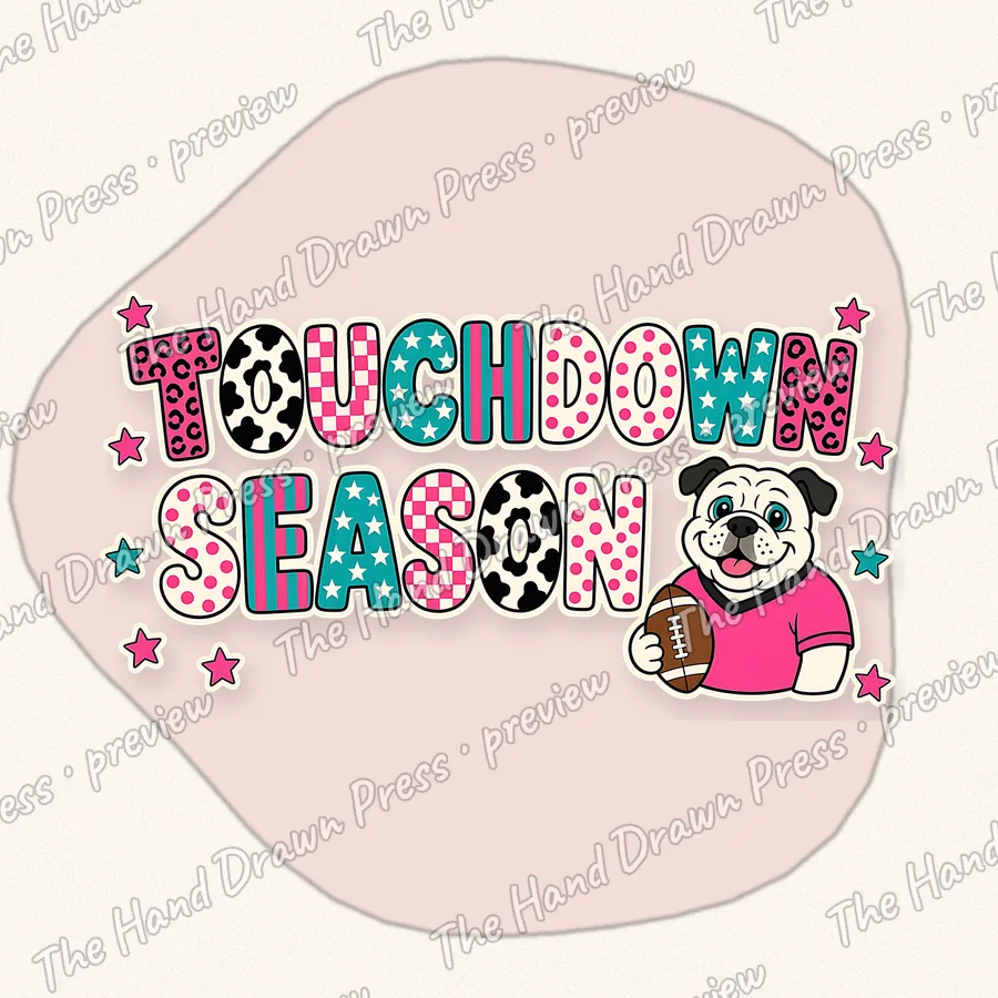 Touchdown Season Patchwork hand drawn PNG design