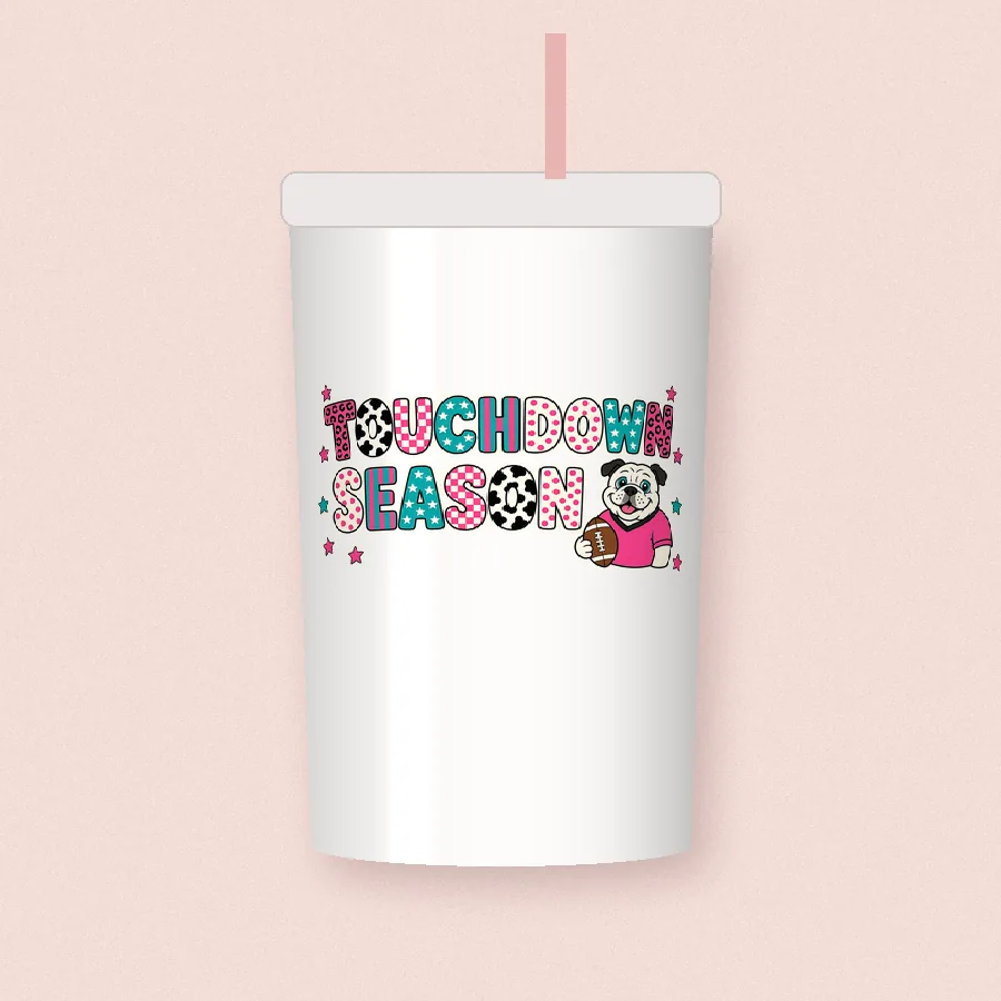 Touchdown Season Patchwork sublimation design on a skinny tumbler