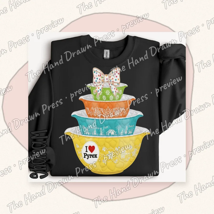 Vintage Mixing Bowls hand drawn PNG design