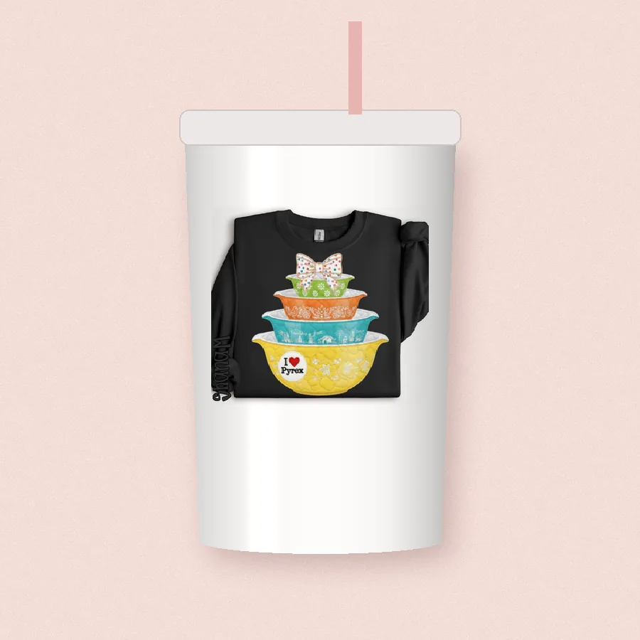 Vintage Mixing Bowls sublimation design on a skinny tumbler