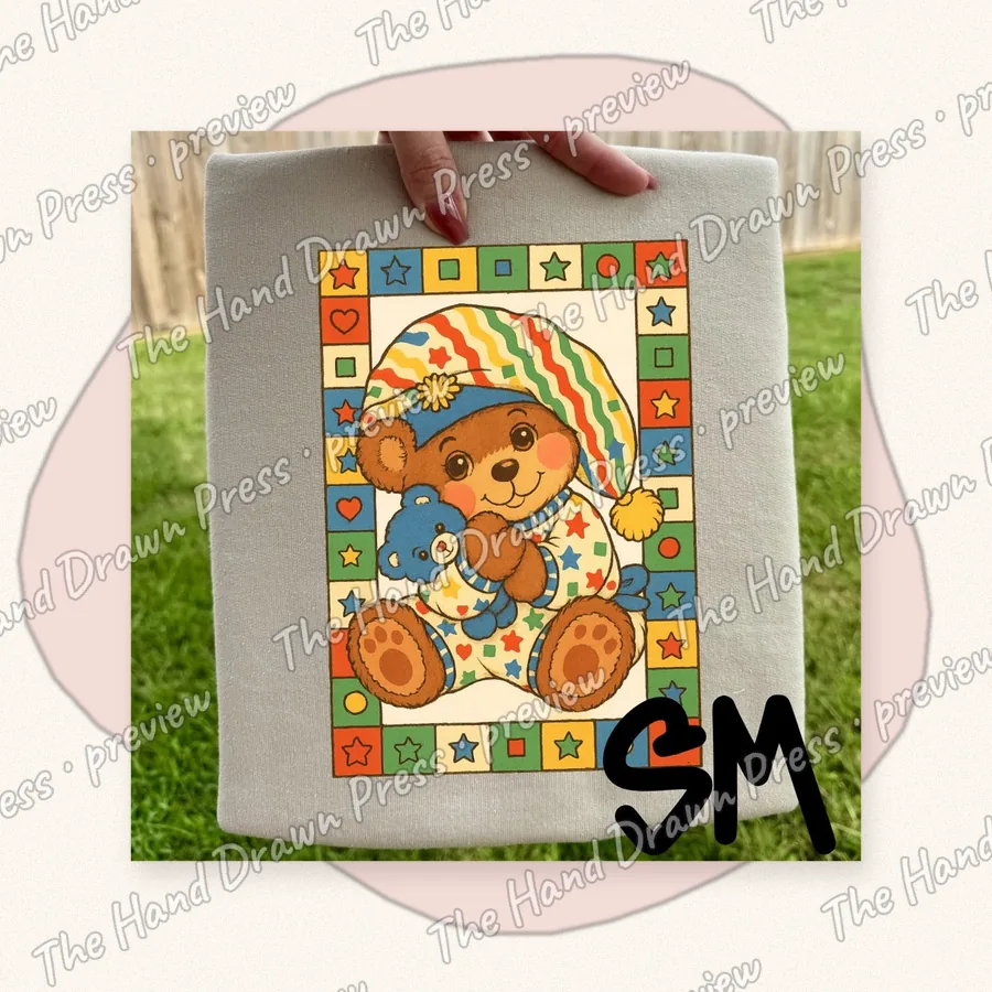 Vintage Quilt Teddy Bear hand drawn PNG design