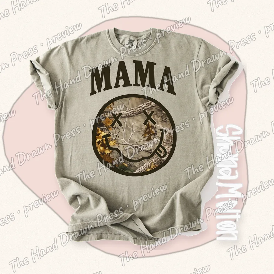 Vintage Smiley Mama hand drawn PNG design