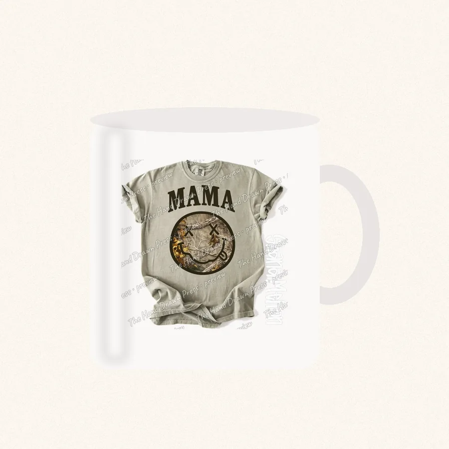 Vintage Smiley Mama design on a 11 oz mug