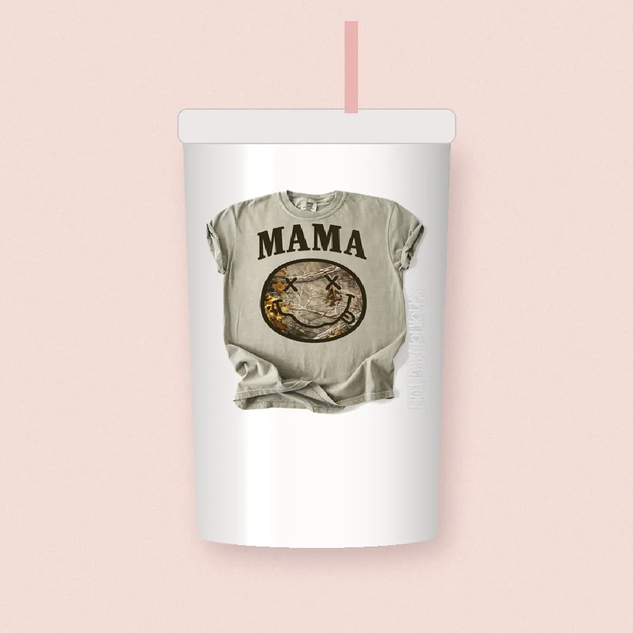 Vintage Smiley Mama design on a 20 oz tumbler