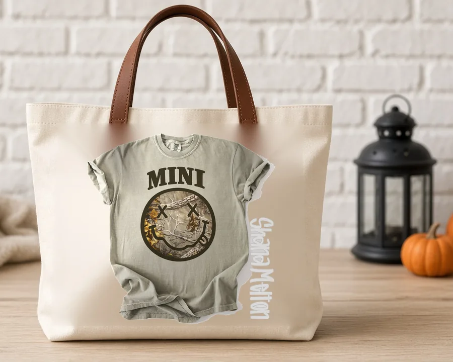Vintage Smiley Mini design on a cotton tote bag