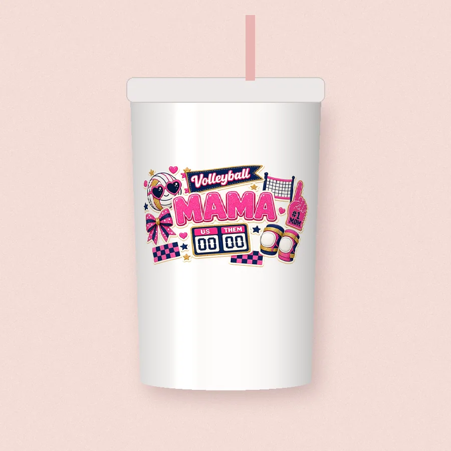 Volleyball Mama Collage sublimation design on a skinny tumbler