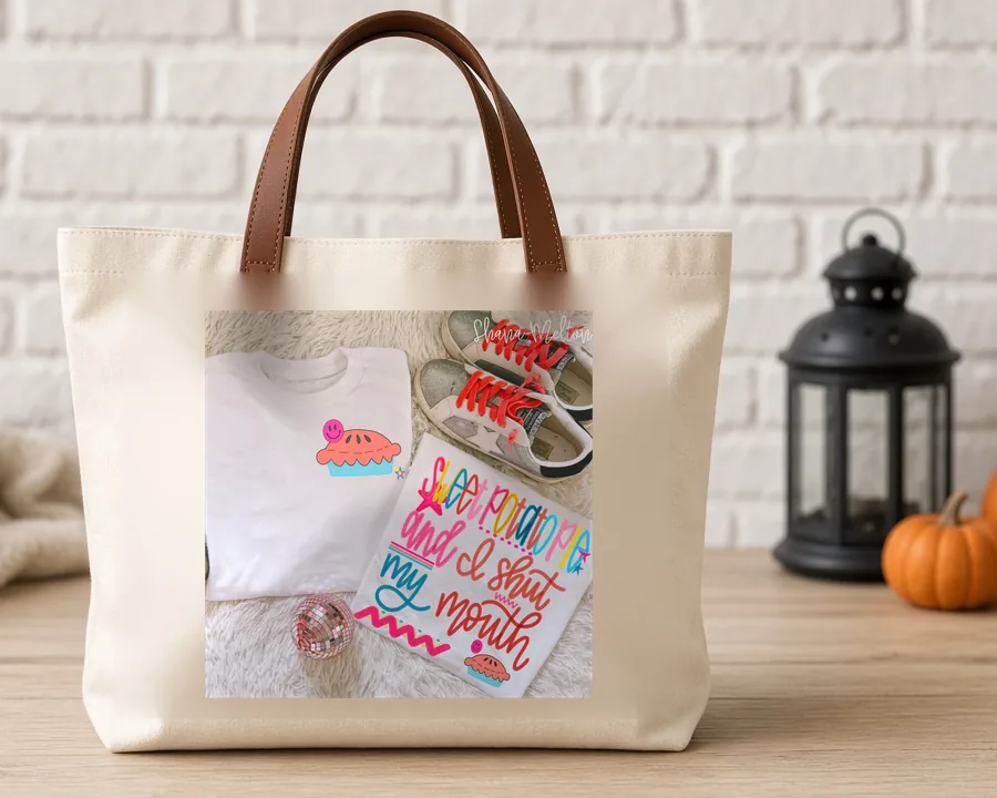 Watermelon Sweet Summer PNG design on a canvas tote bag