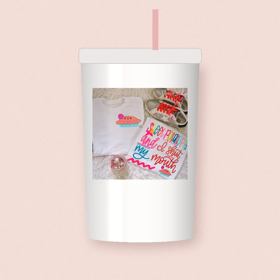 Watermelon Sweet Summer sublimation design on a skinny tumbler