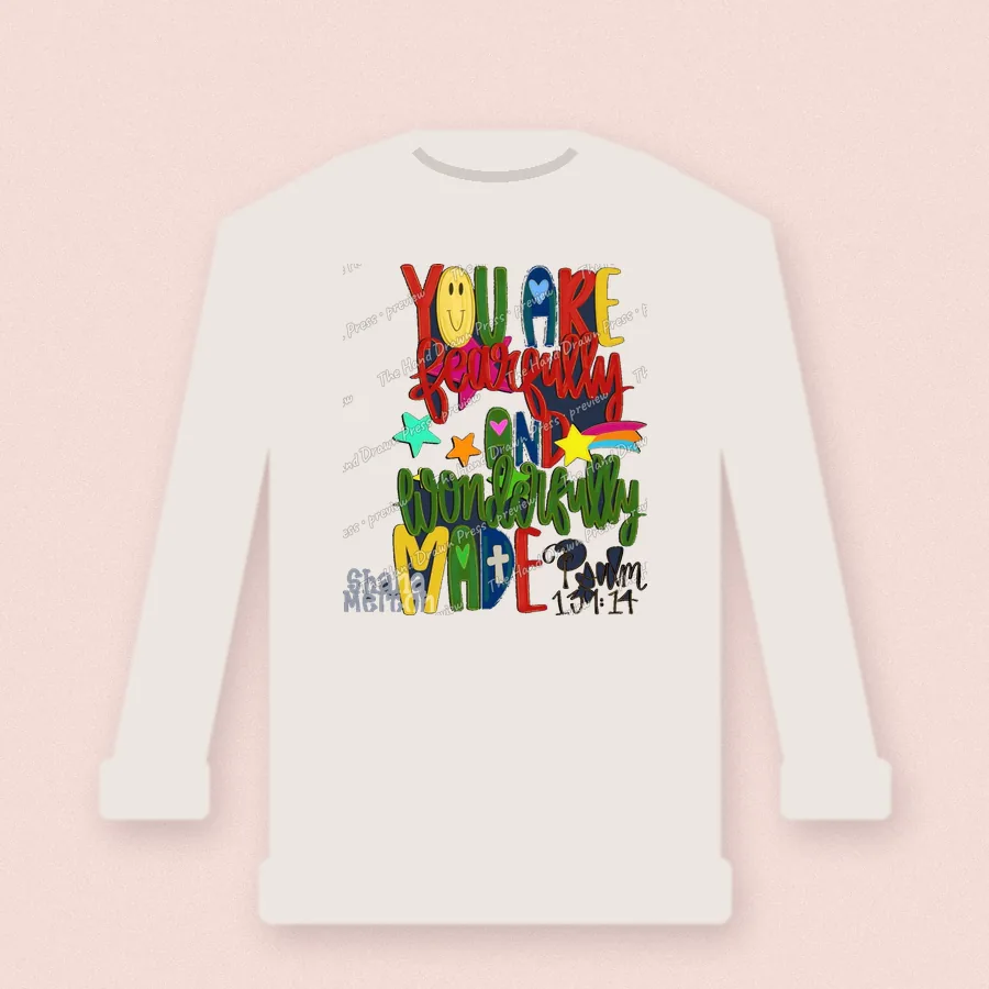 Youre Perfectly Wonderfully Made design on a crewneck sweatshirt