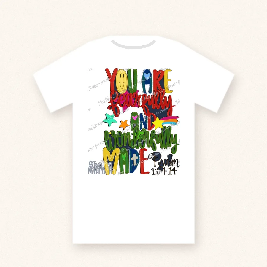 Youre Perfectly Wonderfully Made design on a unisex t-shirt