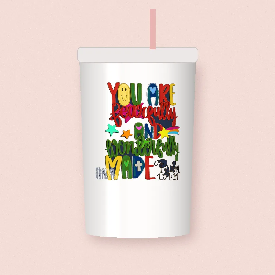 Youre Perfectly Wonderfully Made design on a 20 oz tumbler